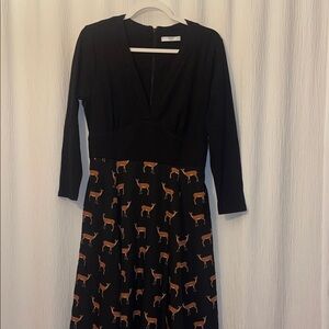 Black and Brown Patterned Women's Dress
